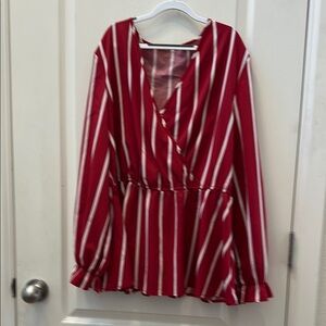 Red and White Striped Blouse